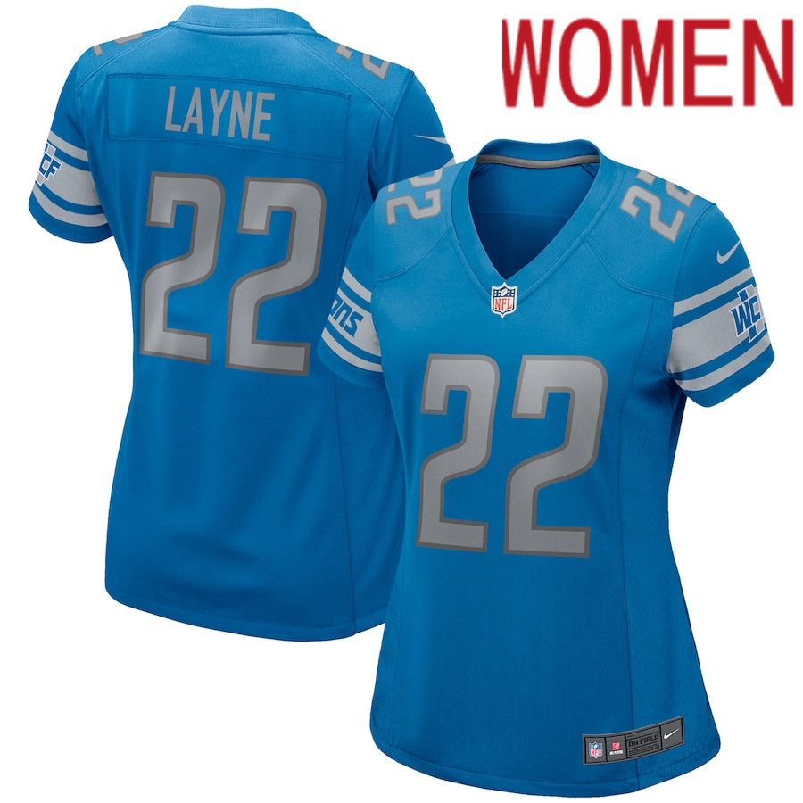 Women Detroit Lions 22 Bobby Layne Nike Blue Game Retired Player NFL Jersey